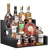 KLM Liquor Bottle Display Shelf, Coffee Syrup Rack Organizer, 3 Step Countertop Liquor Wine Rack,...