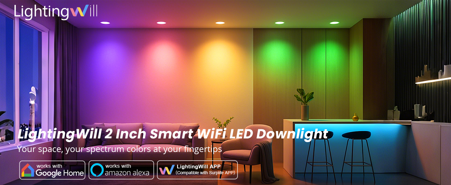 LightingWill 2 Inch Recessed Lighting, Smart WiFi LED Downlight