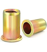 VGBUY 110Pcs 1/4-20UNC Rivet Nut Carbon Steel Zinc Plated Rivnut Threaded Insert Nut, Knurled Bod...