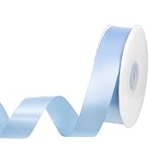 Blue Ribbon, 50 Yards 1 Inch Light Blue Ribbon Baby Blue Satin Ribbon for Gift Wrapping Wedding I...