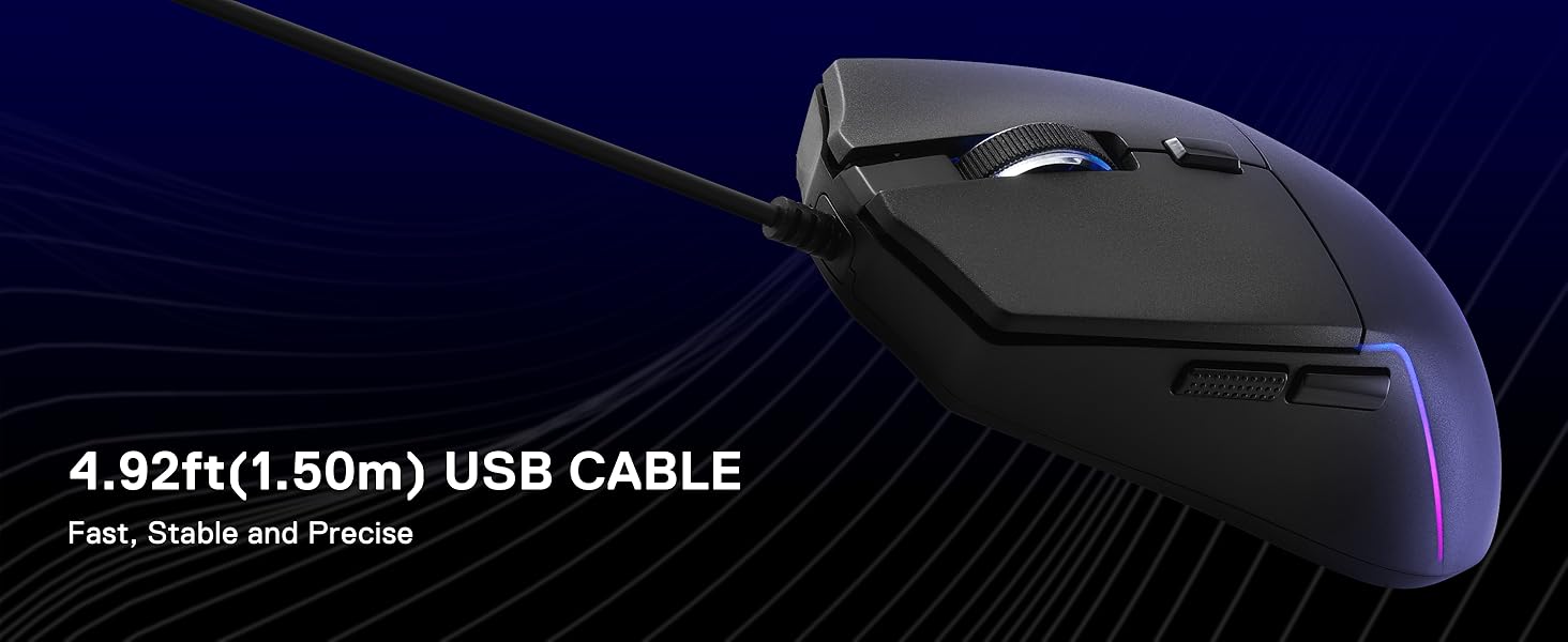Redragon M730 wired mouse with 1.5m USB cable for desktop gaming ensures stable precise input