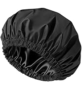 Doitory Satin Lined Shower Cap for Women, Reusable Waterproof Hair Cap, Large Washable Bath Caps ...