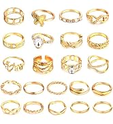 CHICUTIE Gold Knuckle Rings Set For Women Stackable Joint Finger Midi Rings Dainty Cubic Crystal ...