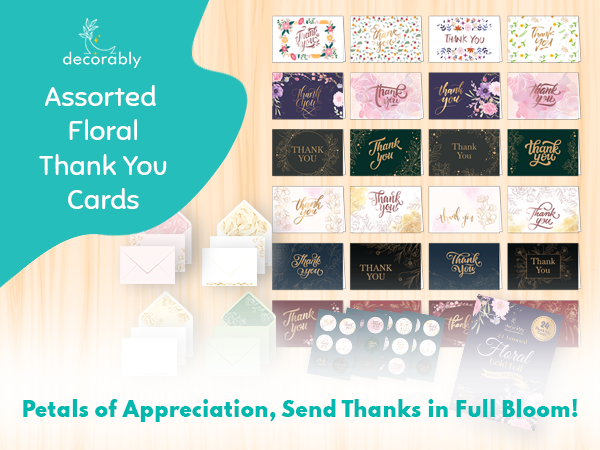 assorted floral thank you cards