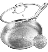 Titanium Pans for Cooking, 12" Uncoated Hammered Titanium Pro Frying Pan, PFAS Free Cookware, Fry...