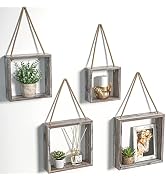 J JACKCUBE DESIGN Floating Hanging Square Shelves Wall Mounted Rustic Wood Cube Display Shelf Sha...