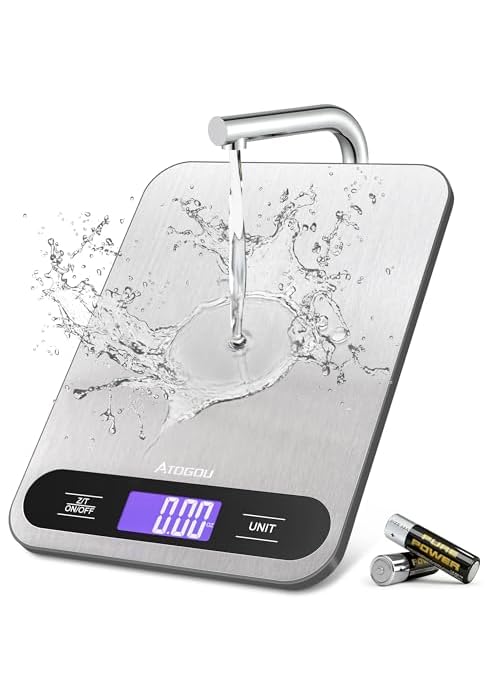 Atogou Food Scale, 33lb/ 15kg Digital Kitchen Scale with Full View LCD Display, Durable Stainless...