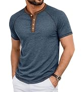 PEGENO Men's Henley Shirts Short Sleeve Summer Casual Mens Shirts Classic Vintage Button T Shirts
