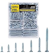 Hongway 230pcs Wood Screws Assortment Kit, Flat Head Wood Screws Set,Zinc Plated Steel, Self Tapp...