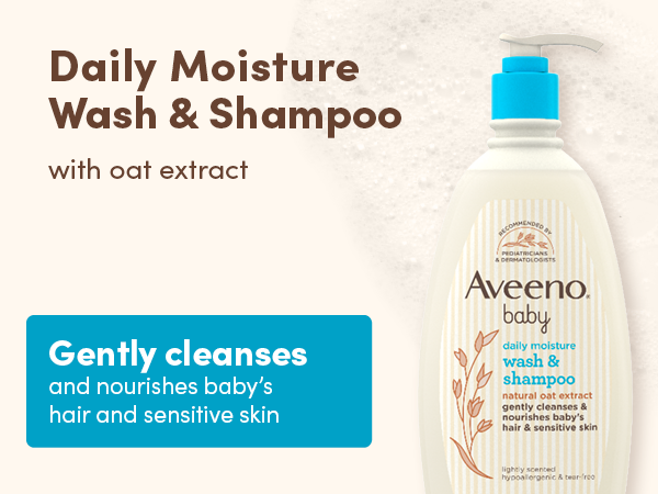 Daily Moisture Creamy Baby Wash & Shampoo with oat extract moisturizes baby's hair & sensitive skin