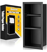 FARVIGOR Recessed Toilet Paper Holder, Matte Black Built-in Bathroom Toilet Paper Roll Holder wit...