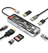 Docking Station, USB C Hub, TOTU 8-in-1 Type C Hub with 4K HDMI Port, Ethernet, 100W PD USB-C Pow...
