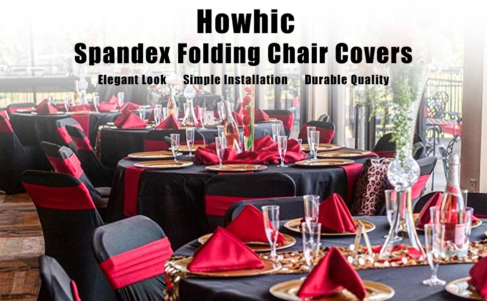 Black Spandex Folding Chair covers for Wedding, party, conferences,