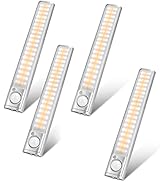 Under Cabinet Lighting 80 LED Closet Light, Motion Sensor Lights Indoor USB Rechargeable Dimmable...
