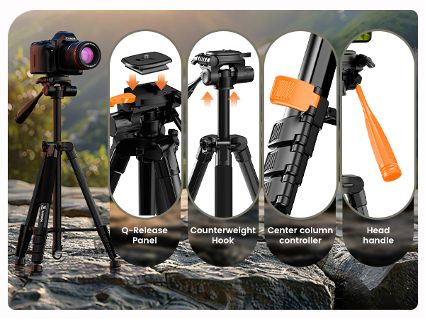 Flexible control with simple operation sab265a camera tripod