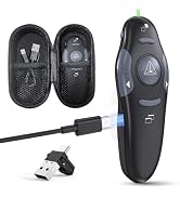 Presentation Clicker with Case Storage Wireless Presenter Remote USB Type C Rechargeable Green La...