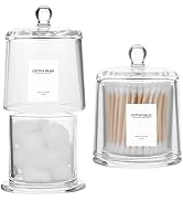 rejomiik 2 Pack Qtip Holder Thick Glass Apothecary Jars with Lid for Bathroom Accessories Vanity ...