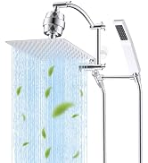 Hibbent All Metal 10'' Filtered Rainfall Shower Head with Handheld Combo, High Pressure Shower Wa...