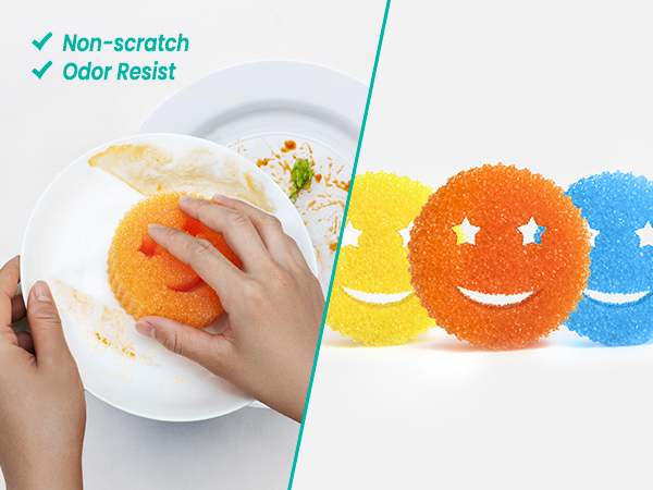 smiley smile face sponge scrub cleaning daddy mommy kids kitchen color 10
