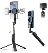 Magnetic Phone Tripod Selfie Stick, 40.9” Extendable Cell Phone Tripod Stand for iPhone 16 15 14 ...
