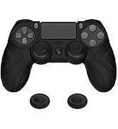 PlayVital Guardian Edition Black Ergonomic Soft Anti-Slip Controller Silicone Case Cover for ps4,...