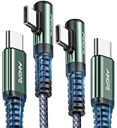 AINOPE Right Angle USB C to USB C Cable 17 3.3FT 60W 2 Pack USBC to USBC for iPhone 16 Pro Max Ca...