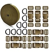 Buckle for 1 Inch Strap: 8 PCS Quick Side Release Plastic Buckles+8 PCS Metal D Rings+10 Yard Nyl...