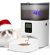 Automatic Cat Feeder, 4L Cat Food Dispenser with 10s Voice Recorder, Pet Feeder up to 8 Meals per...