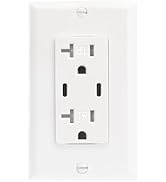 Baomain USB Outlet, Type C USB Wall Charger Outlet, Tamper Resistant Outlet, 4.8A 5VDC, 20A 120VA...