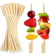 FATLODA 6 Inches Cocktail Picks Bamboo Skewers For Appetizers, 200PCS Paddle Wooden Skewers, Fanc...