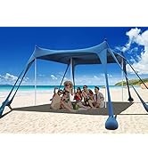 Osoeri Beach Tent, Camping Sun Shelter UPF50+ with 8 Sandbags, Sand Shovels, Ground Pegs & Stabil...