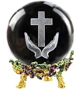 ZEERSHEE 3D Praying Hands and Cross Crystal Ball Christian Gifts for Women Men Laser Engrave Jesu...
