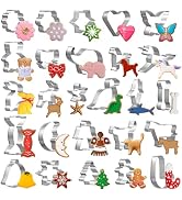 GWHOLE 26Pcs Cookie Cutters Set, Animal Unicorn Classic Christmas Shapes | Stainless Steel, For K...