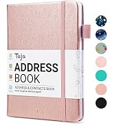 Taja Address Book with Alphabetical Tabs,Hardcover Address Book Large Print for Record Contacts, ...