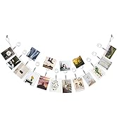jijAcraft Multipurpose Adjustable Steel Wall Hanging Photo Display Cable Wire with 12pcs Round Cl...