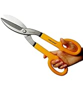 TOOLMAK Tin Snips 12 Inch Straight Pattern Tinners Snips with Comfort Grip Sheet Metal Cutting Sh...