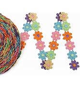 IDONGCAI Daisy Flower Lace Trim, 1 Inch Wide x 7 Yards, Floral Crochet Ribbon for Sewing, Doll Cl...