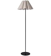 KUNJOULAM Modern Floor Lamp, Black Pole Floor Lamps, Simple Design Tall Lamp with Beige Lampshade...