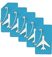 5 Pack Silicone Luggage Tag for Suitcases with Stainless Loop, TSA Approved, Privacy Protection T...