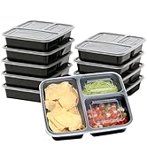 10 Pack - SimpleHouseware 3 Compartment Food Grade Meal Prep Storage Container Boxes (36 ounces)