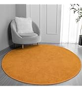 FlyDOIT Round Area Rugs for Bedroom Living Room, 4x4 Orange Super Soft Comfy Thickened Memory-Foa...