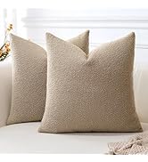 OTOSTAR Pack of 2 Textured Boucle Throw Pillow Covers Square Pillow Cases Cozy Soft Decorative Co...