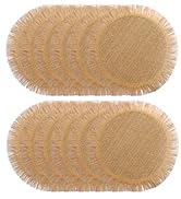 FunWheat Paper Round Braided Placemats Set of 6 for Dining Tables 15 Inch Heat Resistant Jute Ta...