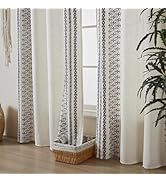 Beige Boho Curtains 84 Inch Length 2 Panels Set Faux Linen Embroidered Curtains for Living Room L...