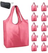 BeeGreen Pink Reusable Grocery Bags with Elastic Band Pink Reusable Shopping Bags Bulk 50LBS X-La...
