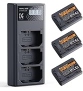 K&F Concept 3-Pack NP-FZ100 Battery and Upgraded LCD Battery Charger Compatible with Sony A7iii, ...