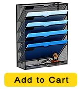GDINDINFAN Hanging Wall File Organizer 6 Tier Wall Mounted File Holder Document Wall Organizer Ma...