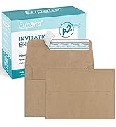 Eupako A2 Brown Paper Envelopes 100 Pack 4.375x5.75" Invitation Envelopes Self Seal for RSVP, Wed...