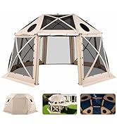 VEVOR Pop up Gazebo Screen Tent, 15 x 15 ft, 13-Sided Spherical Camping Canopy Tent with Removabl...