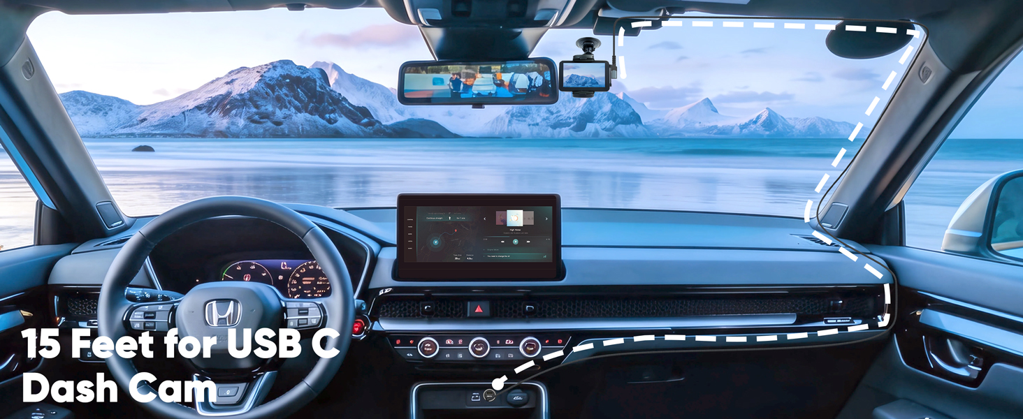 15 feet for usb c dash cam